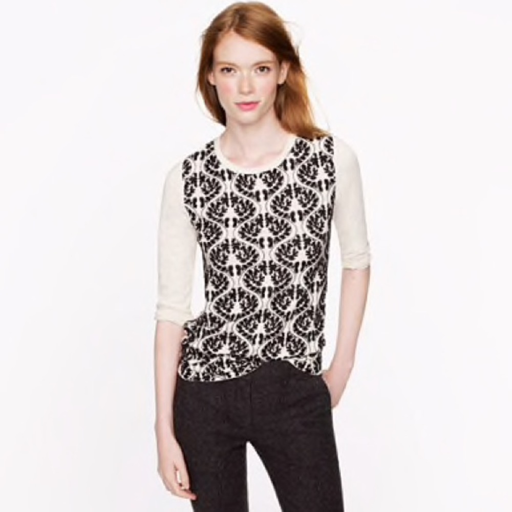 J Crew Embroidered Front Tee